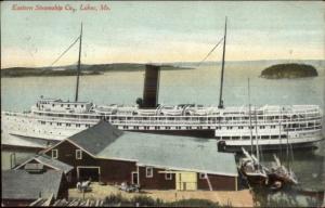 Lubec ME Eastern Steamship Co Landing & Steamer c1910 Postcard