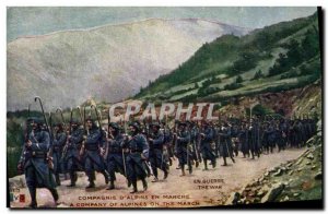 Old Postcard Militaria Alpine hunters Company running