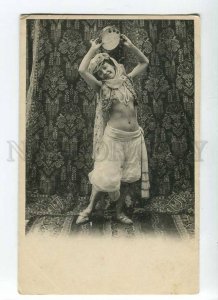 264962 NUDE Harem BELLY DANCER Tambourine Vintage postcard