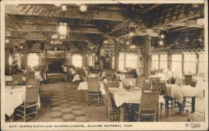 Glacier Nat'l Park Montana MT Lake McDonald Hotel Dining Room Real Photo PC