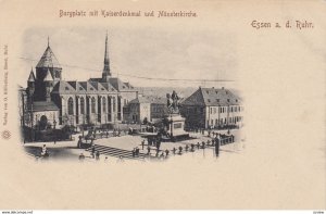 ESSEN , Germany , 1890s ; Burgplatz mit Kaiserdenkmal und Munsterkirche