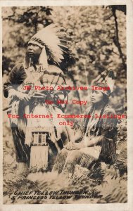 Native American Ho-Chunk Indian, RPPC, Chief Yellow Thunder & Princess,Wisconsin