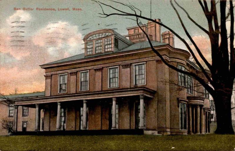 General Ben Butler Residence, Lowell MA c1909 Antique Postcard F10