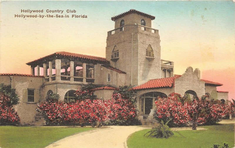 Hollywood By The Sea Florida 1928 Postcard Hollywood Country Club Hand Colored