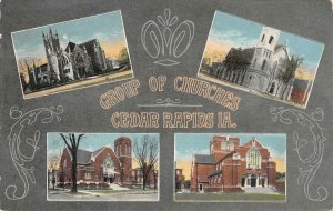 Group of Churches CEDAR RAPIDS Iowa 1918 Kropp Co. Vintage Postcard