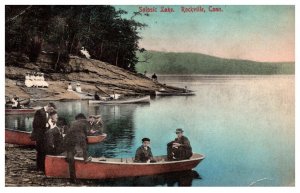 Connecticut  Rockville ,  Snipsic Lake , Men in boats , ladies on shore