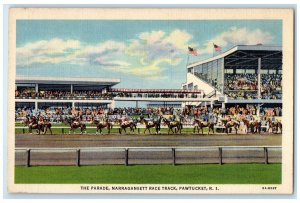 c1940's The Parade Narragansett Race Track Pawtucket Rhode Island Flags Postcard