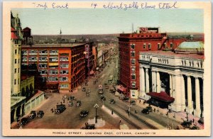 Rideau Street Looking East Ottawa Canada Street View Buildings Cars Postcard