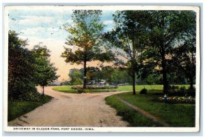 1917 Driveway In Oleson Park Dirt Road Fort Dodge Iowa IA Antique Postcard