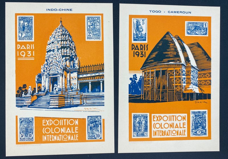 1931 Complete Set Of 12 Postcards International Colonial Exposition In Paris 