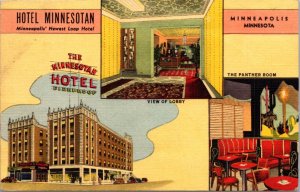 Postcard Multiple Views of Hotel Minnesotan in Minneapolis, Minnesota