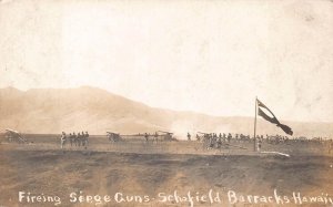 RPPC FIRING SEIGE GUNS SCHOFIELD BARRACKS HAWAII MILITARY REAL PHOTO POSTCARD 12