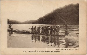 PC OGOOUE UNE PIROGUE AU DEPART GABON AFRICA (A23477)