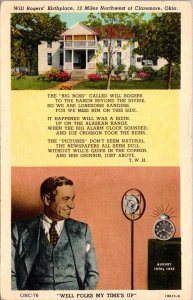 Oklahoma Claremore Will Rogers' Birthplace Curteich