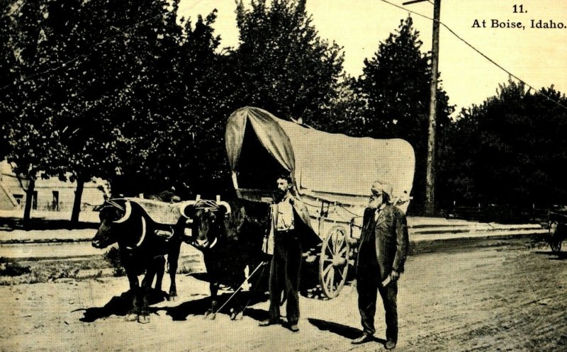 C 1910 At Boise, Wagon Oregon Trail Idaho Postcard F98 