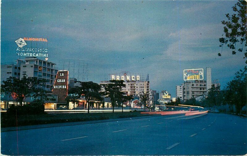 Caracas Venezuela South America Nigh View Large Avenue Postcard 20-4765