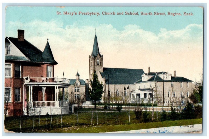 1915 St. Mary's Presbytery Church School Regina Saskatchewan Canada Postcard