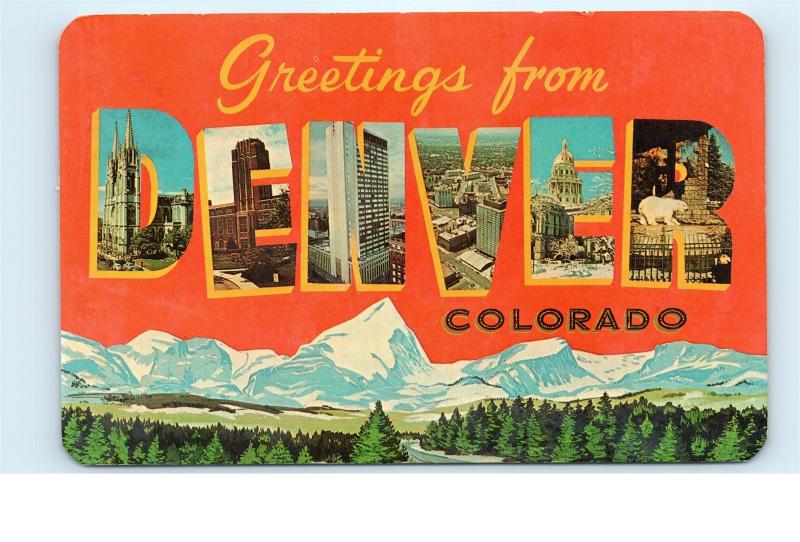 *1960s Greetings from Denver Colorado Large Letter Vintage Postcard C38