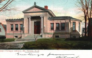 Vintage Postcard 1906 Carnegie Library Historic Building Mt. Vernon New York NY