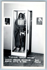 Rapid City South Dakota SD Postcard RPPC Photo Typical Sioux Indian Museum Bell