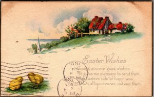 Easter Wishes Vintage Postcard