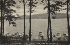 Oquaga Lake New York NY Scott's Dock Row Boats c1910 Vintage Postcard