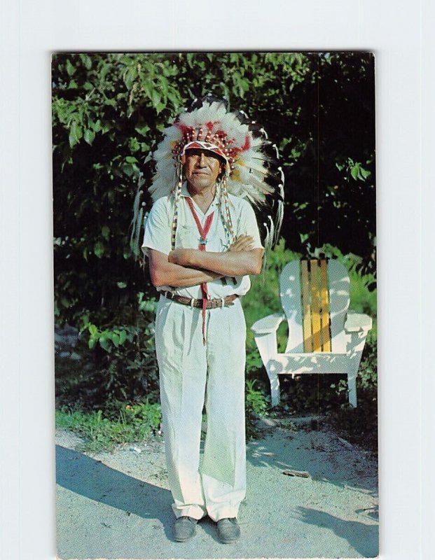 Postcard Native American Indian Chief Cherokee Indian Reservation North Carolina