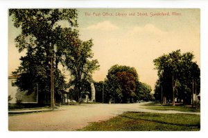 MA - Sunderland. Post Office, Library & Street