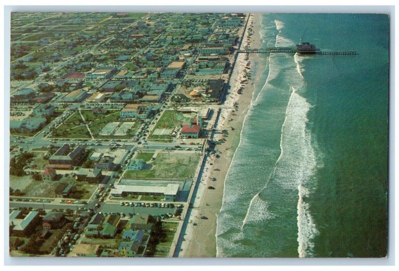 c1950's Aerial View Of Pier Beach Play Grounds Jacksonville Beach FL Postcard 