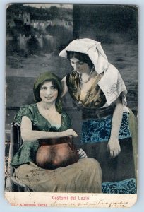 Italy Postcard Two Women and a Pot Customs of Lazio 1903 Antique Posted