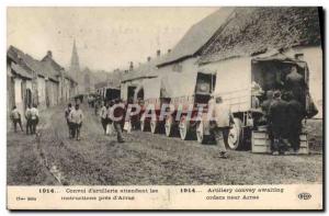 Old Postcard Army Convoy d & # 39artillerie pending instructions from near & ...