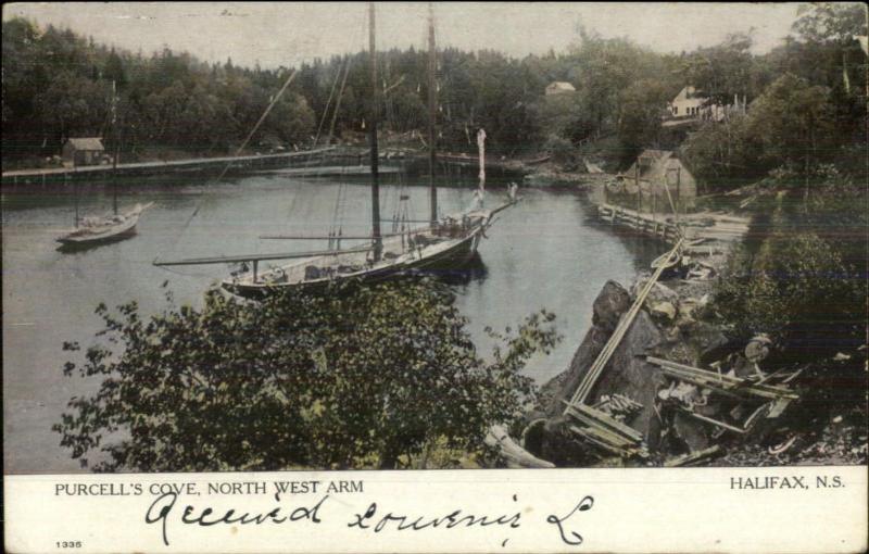 Halifax NS Purcell's Cove North West Arm Ship c1910 Postcard