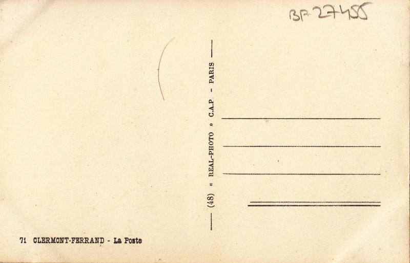 BF27455 clermont ferrand la poste   france  front/back image