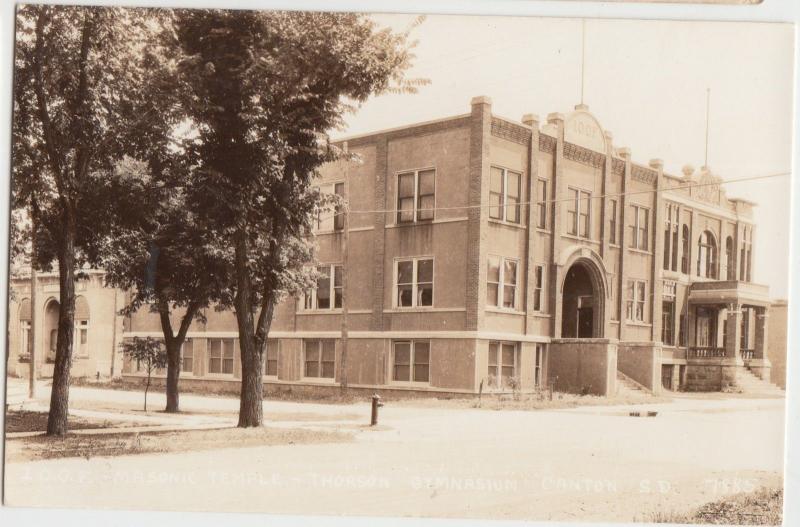 South Dakota SD Real Photo RPPC Postcard c1940 CANTON Masonic Temple Gymnasium