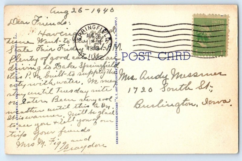 c1940 Springfield Illinois IL Vintage Postcard Amphitheatre State Fair Grounds