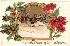 2~Holiday Postcards  MERRY CHRISTMAS & HAPPY NEW YEAR  Embossed Poinsettias
