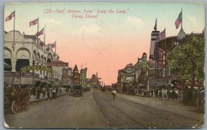 BROOKLYN NY CONEY ISLAND SURF AVE. FROM LOOP TO LOOP ANTIQUE POSTCARD