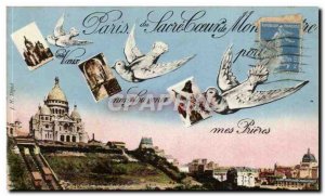 Fancy Paris Old Postcard Deu Sacred Heart Swallows Montmarte