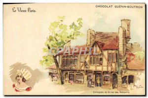 Old Postcard Old Paris Au Bon Marche Stalls street walls Chocolate Guerin Bou...