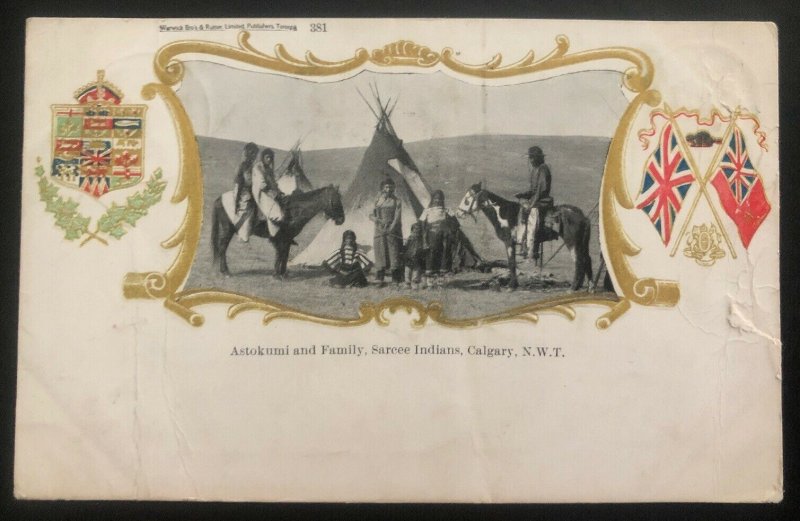1904 Canada Picture Postcard Cover Native American Calgary Astokumi And Family 