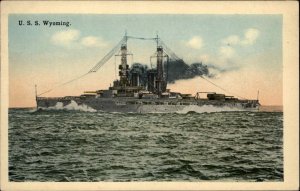 Battleship U.S.S. Wyoming at Sea Vintage Postcard