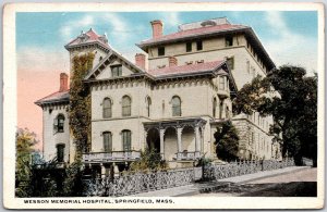 1918 Wesson Memorial Hospital Springfield Massachusetts Building Posted Postcard