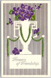 Flowers of Friendship, Violet Flowers In White Vase, Love & Connection, Postcard