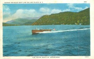 Lake Placid Ny George & Bliss Boat Line Linen Postcard Unused