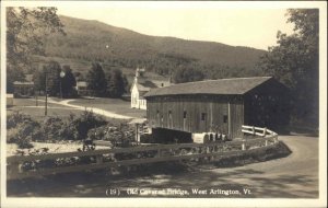 West Arlington VT Old Covered Bridge c1940 Real Photo Postcard