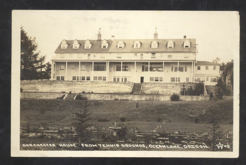 RPPC OCEAN LAKE OREGON DORCHESTER OUSE TENNIS COURTS VINTAGE REAL PHOTO POSTCARD