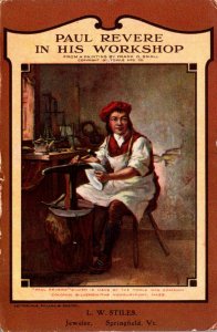 Advertising L W Stiles Jeweler Springfield Vermont Paul Revere In His Workshop