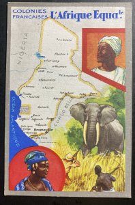 Mint  Color Picture Postcard The French Ecuatorial Africa Map 