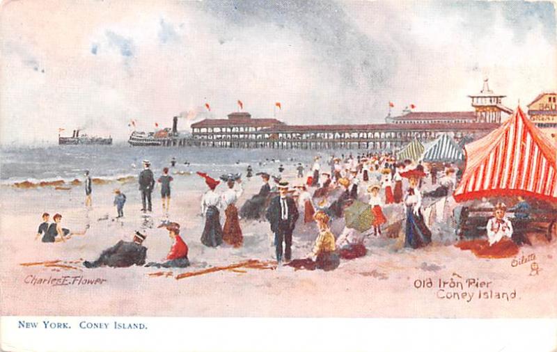 Old Iron Pier, Coney Island, Charles E Flower, Amusement Park Unused 