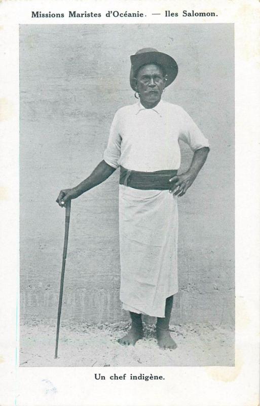 South Pacific Oceania Solomon Islands Types Native Chief Chef Indigene